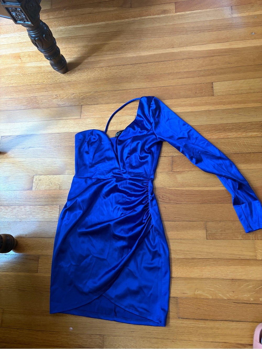 Blue Blush Electric Blue One-Shoulder Satin Dress
